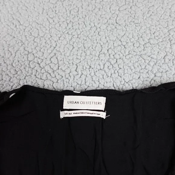 Urban Outfitters Mini Slip Baby Tee Dress Womens Medium Black Polkadot Button Up - Picture 2 of 10